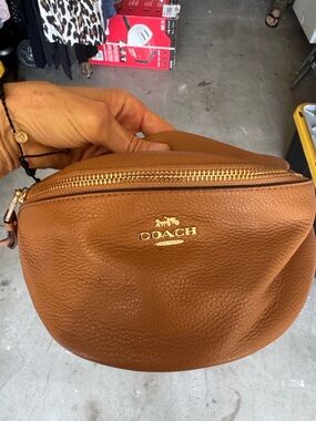 Coach Brown Leather Belt Bag with Gold Hardware